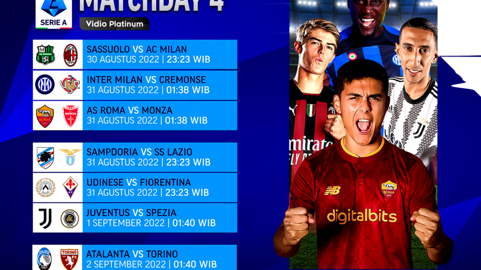 Jadwal Lengkap Serie A 2022/23 Pekan 4