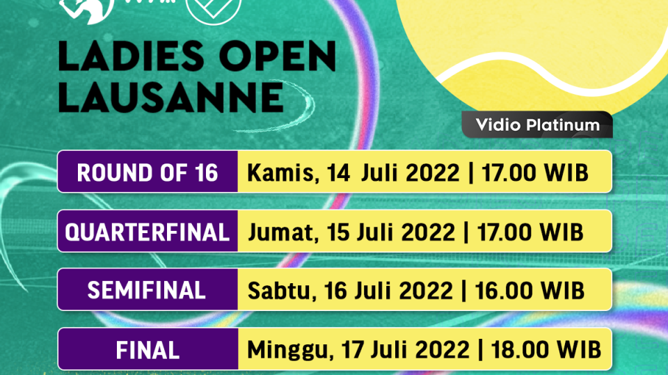 Jadwal WTA Tour 2022 Ladies Open Lausanne