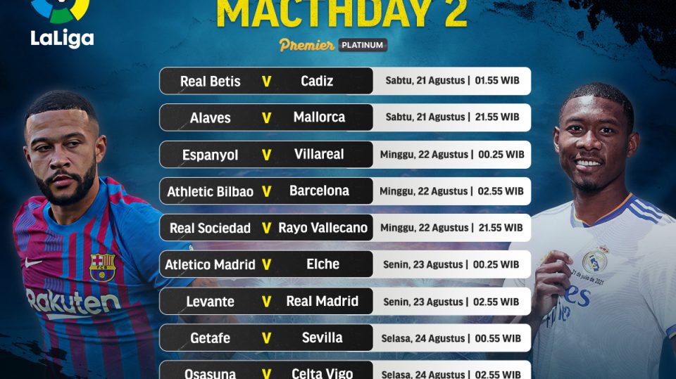Link Live Streaming Nonton La Liga Matchday 2 2021-2022