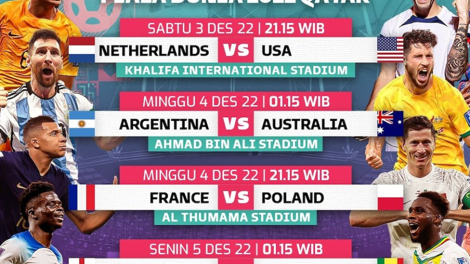 Jadwal FIFA World Cup Qatar 2022 Babak 16 Besar