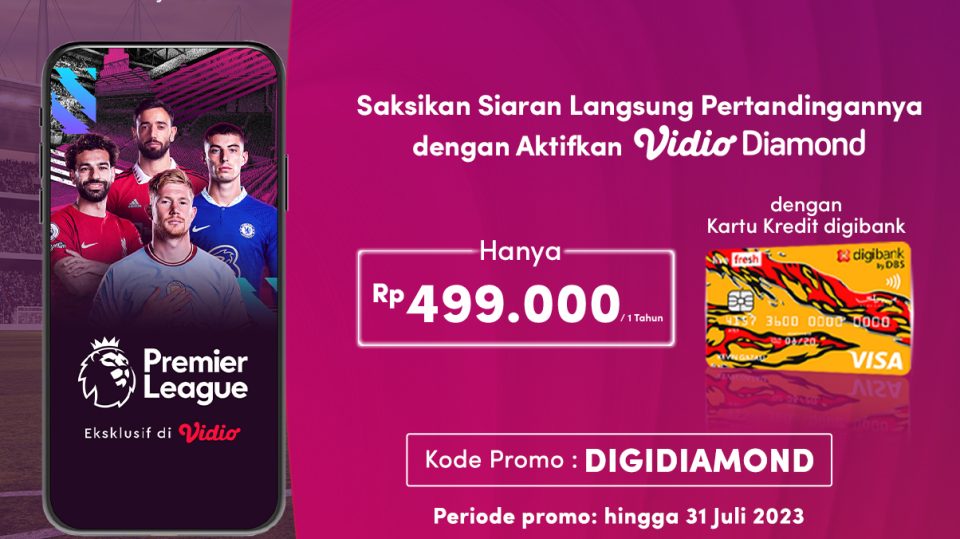 Beli Vidio Diamond 1 Tahun Cuma 499 Ribu Pakai Kartu Kredit digibank!