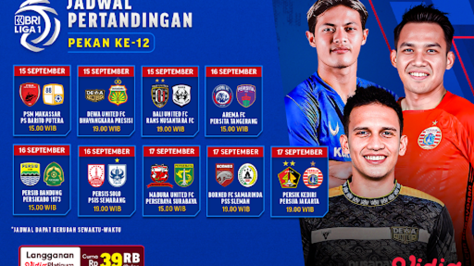 jadwal bri liga 1 pekan 12